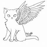 Coloring Pages Winged Cat Wings Hearts Getcolorings Getdrawings Heart sketch template