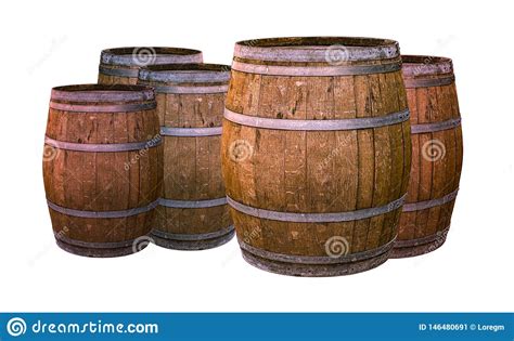 Old Oak Barrels Alcohol Aging Whiskey Impregnated With Wine Giving A
