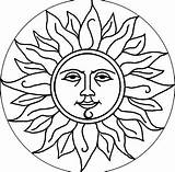 Sun Mexican Coloring Drawing Pages Aztec Clip Face Folk Drawings Moon Adult Printable Designs Shine Let Color Result Pattern Getcolorings sketch template