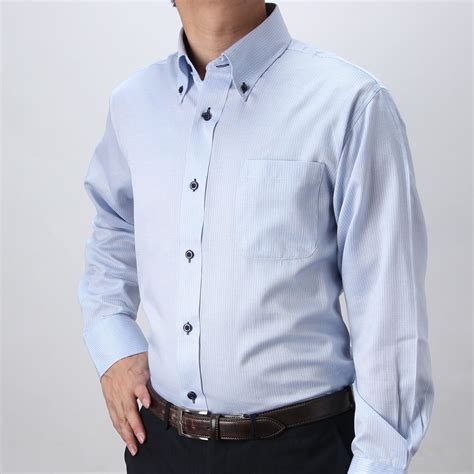 ボタンダウン ワイシャツ 長袖 ブルー ストライプ 青 メンズ Smart Biz スマートビズ ワイシャツ専門店 本店