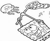 Coloring Pages Spongebob Jellyfish Catching Online Printable Color Print Info sketch template