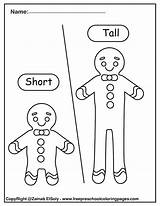 Opposites Kids Coloring Preschool Worksheet Worksheets Pages Kindergarten Gingerbread Tall Short Man Printable Set Pdf Book Click sketch template