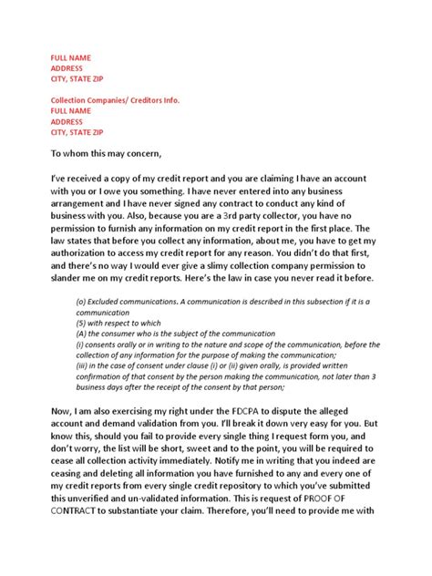 dispute letteraggressive credit repair lettersvalidation letter