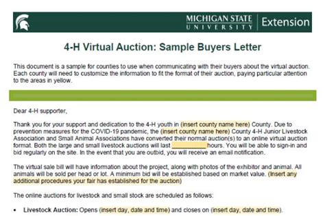virtual auction sample buyers letter virtual learning showcase