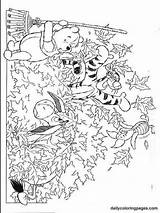Coloring Pages Disney Autumn Fall Printable Getcolorings Winnie Pooh sketch template