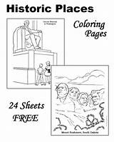 Coloring Places Historic Dc Washington American History Patriotic Grand Rushmore Mount Landmarks Dam States United Hoover Canyon Symbols Activities Printable sketch template