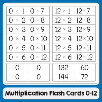 printable mini multiplication flash cards    answers