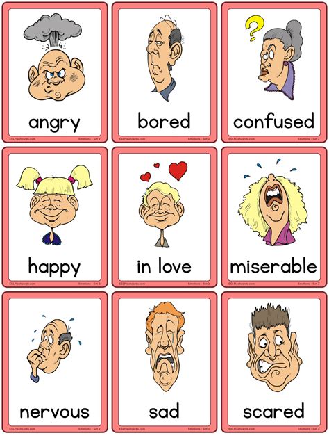 feelings  emotions flashcards  printable printable templates