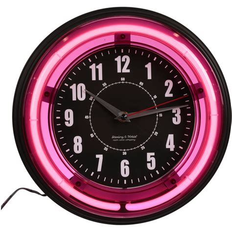 sterling noble indoor  pink arabic neon wall clock walmartcom