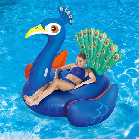 summer waves giant peacock inflatable swimming pool float floats rafts