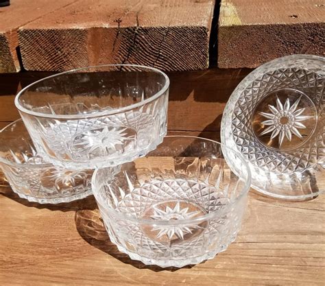 vintage arcoroc glass crystal serving bowls france set
