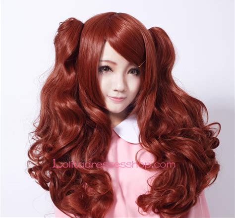 cheap lolita cute  style red brown curly cosplay wig sale