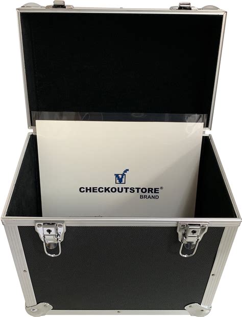 checkoutstore black aluminum  lp vinyl record storage box holds  records walmartcom