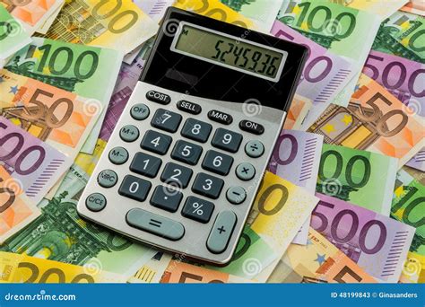 calculator  euro banknotes stock image image  calculatot business