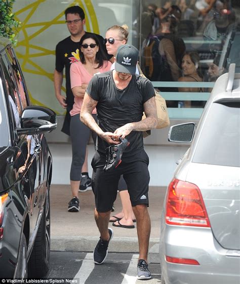 david beckham relaxes in gym gear as he grabs takeaway in la daily