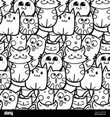 Disegni Colorare Gatti Gattini Kawaii Stampe Cuccioli Kittens Gatto Prints Vettoriale Libri sketch template