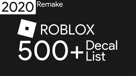 decals roblox decals id list youtube