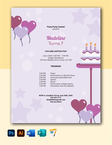 birthday program template  publisher pages word illustrator