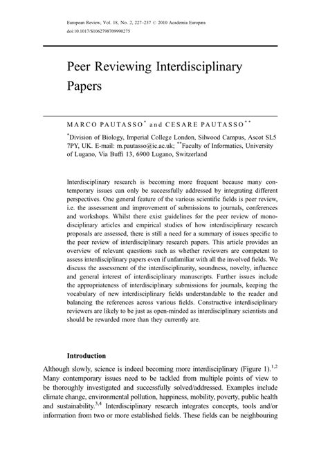 peer reviewing interdisciplinary papers