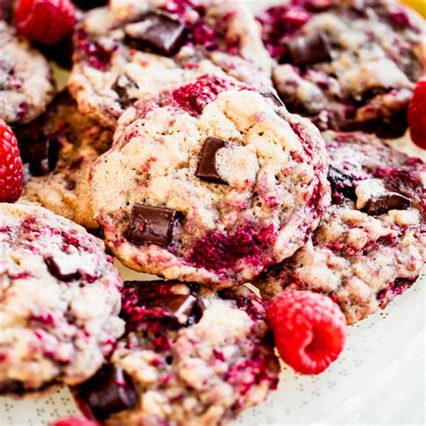 raspberry chocolate chunk cookies healthy seasonal recipes