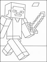 Minecraft Steve Coloring Pages Printable Boys Print sketch template