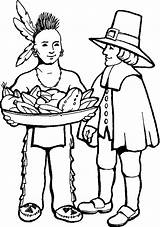 Coloring Native American Clipart Thanksgiving Indians Pilgrims Pages Pilgrim Wampanoag Cartoon Americans Cliparts Color Praying Kids Skin Indian Drawing Clip sketch template