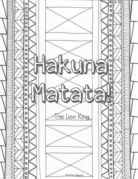 hakuna matata quote digital print adult coloring book page adult