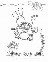 Coloring Sea Pages Under Color Kid Ocean Girl Swimming Kids Coloring4free Fish Waves Swim Theme Para Diving Printable Clipart Crafts sketch template