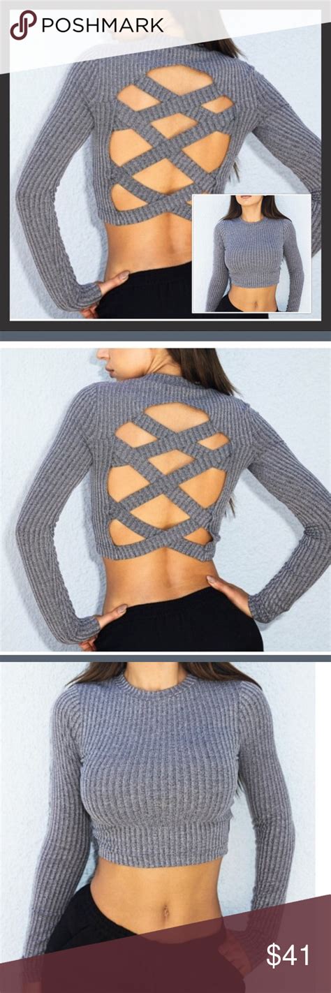 Crisscross Back Cropped Sweater Boutique Women Pullover Backless