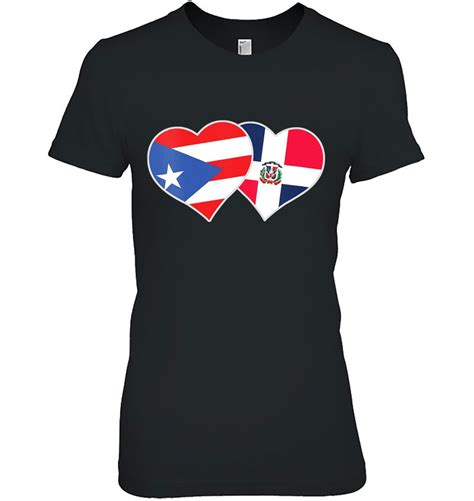 Womens Half Puerto Rican Half Dominican Flag Heart Dominirican