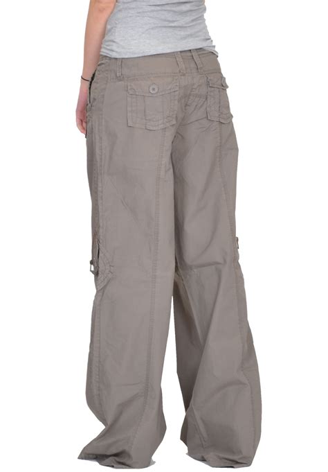 ladies womens baggy wide leg loose lightweight combat trousers cargo pants ebay