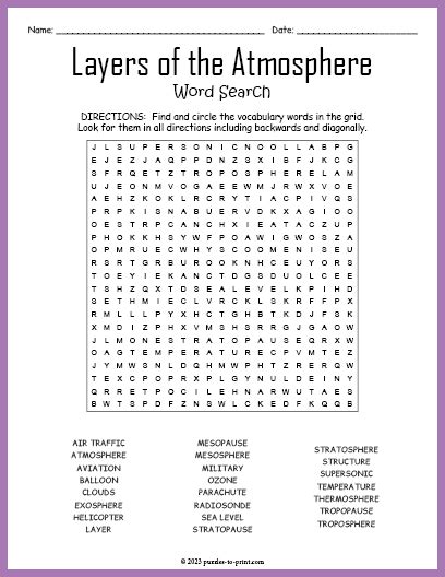 layers   atmosphere word search