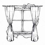 Window Curtains Line Sketch Drawings Sketches Drawing Curtain Graphicriver Vector Outline Beautiful Vintage Visit Interior sketch template