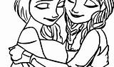 Elsa Anna Coloring Pages Frozen Hug Print Getcolorings Drawing Clipartmag sketch template