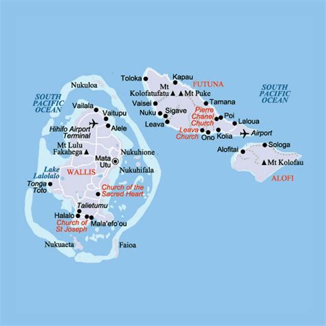 detailed map  wallis  futuna  roads cities  airports wallis  futuna oceania