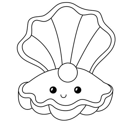 cartoon seashell coloring page  printable coloring pages  kids