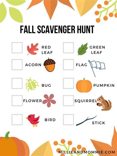 fall scavenger hunt millie mommie fall scavenger hunt autumn