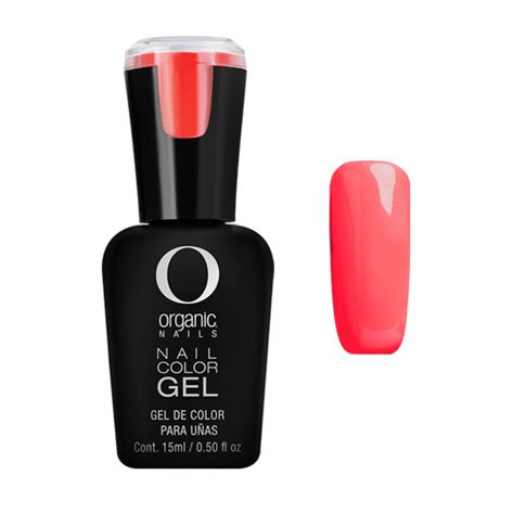 color gel glow coral  organic nails monterrey