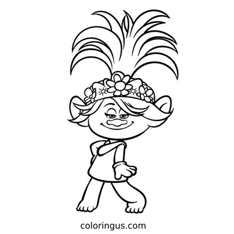 queen poppy coloring page print