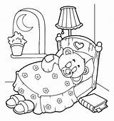 Coloring Pages Night Sleep Teddy Sleepover Bear Time Party Pajama Goodnight Color Tight Bed Printable Holidays Starry Drawing Good Sleeping sketch template