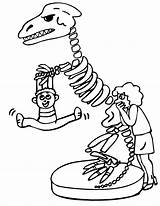 Dinosaur Coloring Pages Dinosaurs Cartoon Printable Kids Skeleton Fossils Drawing Cliparts Clipart Dino Bones Bone Colouring Children Line Premium Kid sketch template