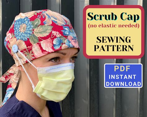 template  printable surgical scrub hat pattern  web   diy