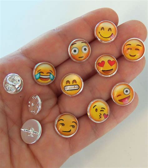 cute set of 9 emoji pin back buttons push pins thumb