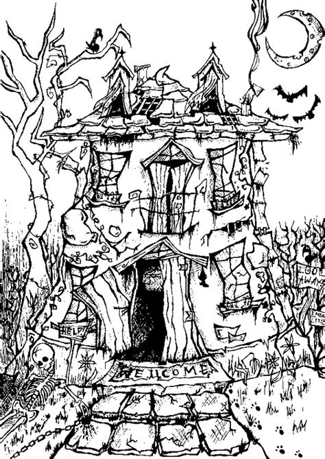 art therapy coloring page halloween manor house halloween