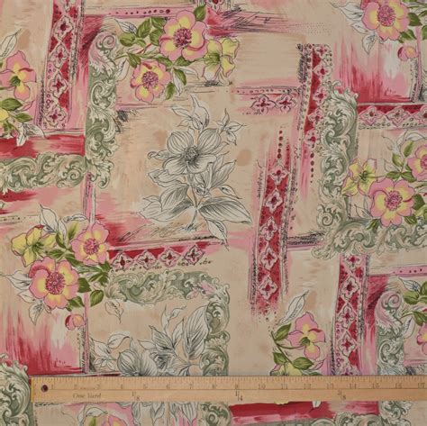 vintage fabric shabby chic painterly floral fabric  fashion etsy