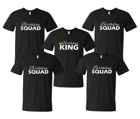 neck mens birthday squad shirts  bday king etsy denmark