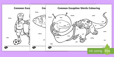 year  common exception words colouring worksheets year  common