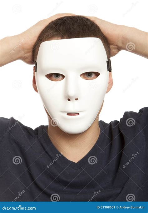 man  white mask stock image image  isolated double