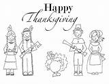 Thanksgiving Coloring Pages Printable Kids Pilgrim Indian Mayflower Color Family Preschool Printables Native Children Happy American Print Turkey Printing Getcolorings sketch template