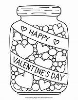 Coloring Valentine Printable Kids Valentines Pages Hearts Happy Sheets Cards Jar Adult Primarygames sketch template